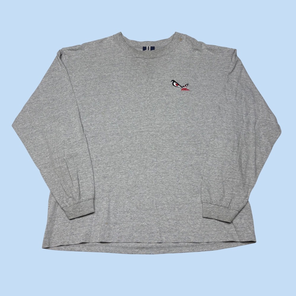 Vintage No Fear Long Sleeve T-Shirt Gray Embroidered Logo Mens XL Made in USA